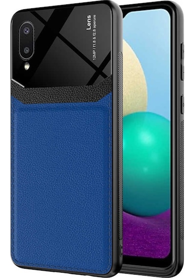 Samsung Uyumlu Galaxy A02 Kılıf Lens Deri Görünümlü Tpu Kapak