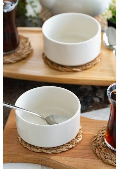 10 Cm 2'li Porselen Sufle Kabı Mini Fırın Kabı / Ramekin Kırık Beyaz