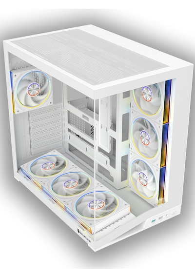 Gameline Leon V2 Grand Premium 7x ARGB PWM Fan Ultra Airflow ATX Gaming Bilgisayar Kasası Beyaz