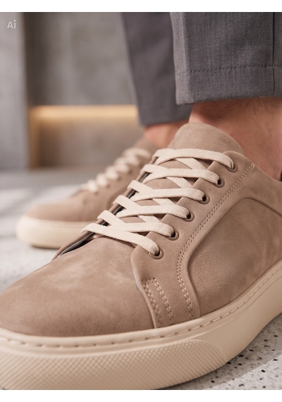 Whiteface Stilist Store Erkek Kum Rengi Hakiki Deri Casual Günlük Ayakkabı Sneaker