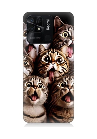 Xiaomi Redmi 10c Uyumlu Şaşkın Kediler Desenli Silikon Kılıf