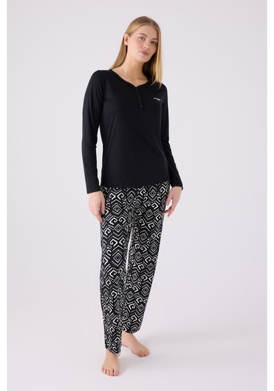 Pierre Cardin Kadın Siyah Pijama Takımı Pc8871-s-v1 Siyah