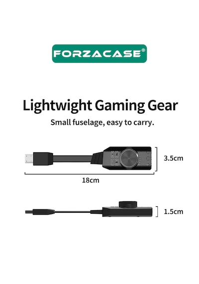 Forzacase Usb Dsp Harici Ses Kartı 7.1 Kanal 3.5mm Kulaklık Mikrofon Çevirici, Pubg Lol Efekt Fc1225