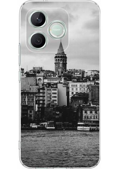 Honor 600 Lite Uyumlu Galata Kulesi Ve Deniz Manzaralı Baskılı Silikon Kılıf Renkli