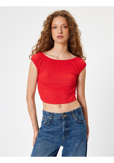 Koton Crop Tişört Bürümcük Sırt Detaylı Kap Kol Kayık Yaka Slim Fit Kırmızı 4sal30379ık Kırmızı Koton Crop Tişört Bürümcük Sırt Detaylı Kap Kol Kayık Yaka Slim Fit Kırmızı 4sal30379ık Kırmızı