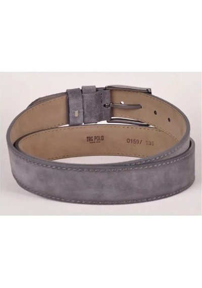 Trg Polo 4,5 Cm Gri Hakiki Nubuk Deri Kemer -0159 Gri