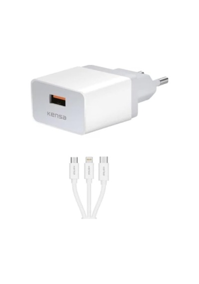 Tr İphone İle Uyumlu 15watt 3in1 Şarj Kablosu Type C Micro Uyumlu Şarj Seti 1.2m Kablo St Diğer