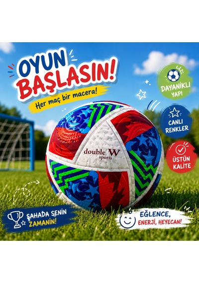 Double W Sports 5 Numara Futbol Topu Dikişli Dayanıklı Antrenman Ve Maç Topu Çok Renkli