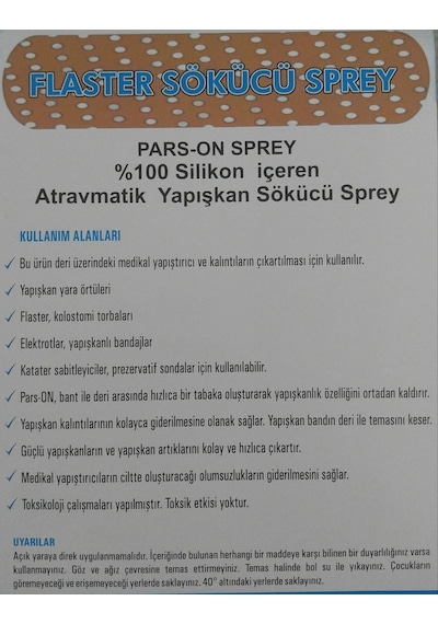 Par Son Steril Yapışkan Yara Örtüsü Ve Flaster Sökücü Sprey 50Ml