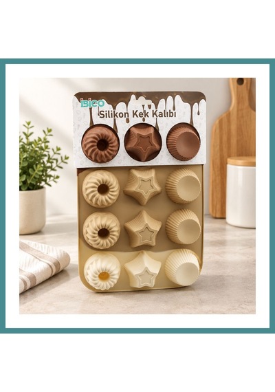 Trendexa Silikon Muffin Kek Kalıbı Desenli Mac Çok Renkli