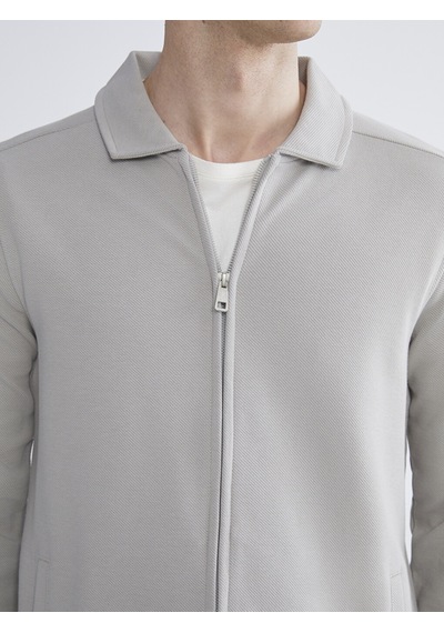 Lcwaıkıkı Classic Gri Standart Kalıp Polo Yaka Erkek Fermuarlı Sweatshirt