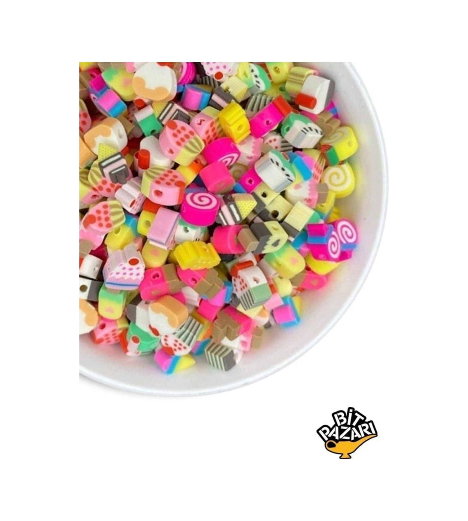 25 Adet Polimer Kil Fimo Karışık Cupcake,pasta,dondurma Figür Boncuk,takı Yapımı