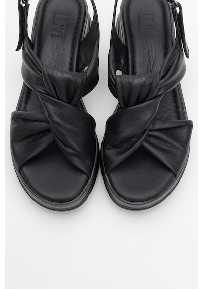 Luvishoes Luvi Shoes Oara Siyah Cilt Hakiki Deri Kadın Sandalet Siyah Deri