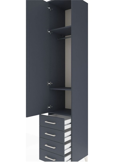 Hyperion Dolap 3 Raflı 4 Çekmeceli Tek Askılı 44x44x243 Antra... Antrasit