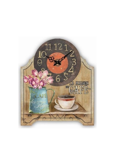 Saatler-MB CAFE TEMALI DUVAR SAATİ-24*19,5*3 CM
