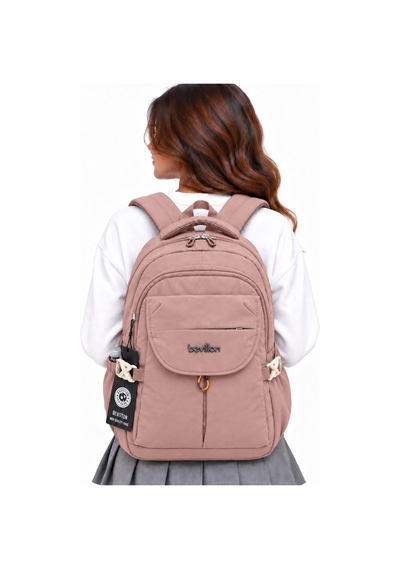 Okul Çantası Su Geçirmez Kumaş Unisex Okul Sırt Çantası Hrm - 2601 Pudra Pudra Pembe