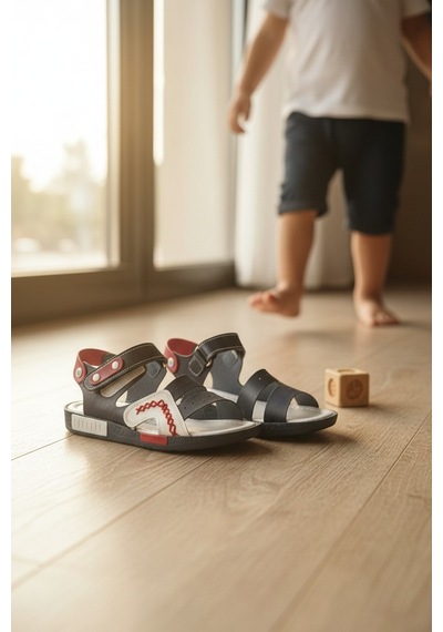 Noch Yan Bant Nakış İşlemeli Ve Üçlü Bantlı Ergonomik Çocuk Sandalet Lacivert - Kırmızı Noch Yan Bant Nakış İşlemeli Ve Üçlü Bantlı Ergonomik Çocuk Sandalet Lacivert - Kırmızı
