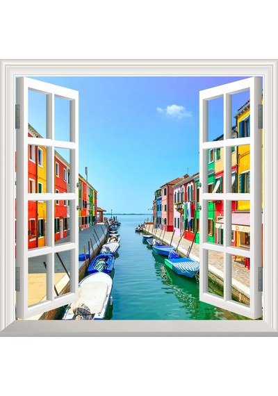 Pencere Poster Duvar Kağıdı Burano Yapışkanlı Sticker