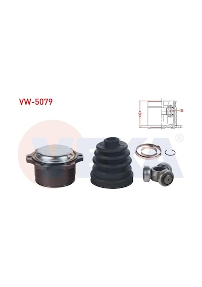 Aks Kafası Sol-sag On Ic Vw Golf Iv 1.6i 16v A-t Freze Dıs 34 Uzunluk 59mm 1997-