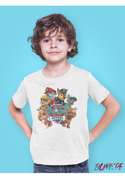 Bumeta Paw Petrol Chase Rocky Rubble Skye Zuma Karakter Characters Çocuk Tişört T-shirt Beyaz