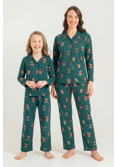 Rolypoly Anne Kız Winter Bear Yeşil Gömlek Pijama Takımı Rp3919-a-v1 Rp3919-a-v1