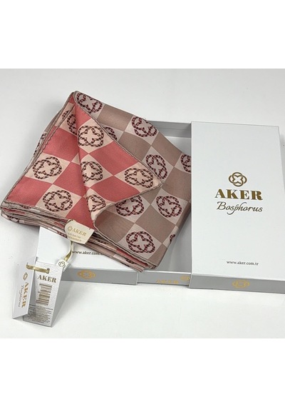 Aker Bosphorus Çift Taraflı İpek Twill Eşarp 89147112 Vizon-nar