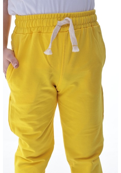 Unisex Çocuk %100 Pamuk Günlük Jogger Eşofman Altı 12 Ay 5 Yaş Sarı