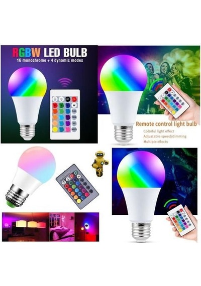 4 Adet Kumandalı, 20 Farklı Işık Renkli, Çakar Modlu Akıllı Led Ampul, Çok Kaliteli Rgb E-27 Ampul