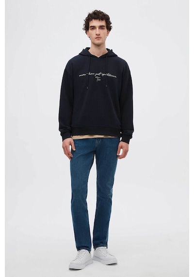 D's Damat Relaxed Fit Lacivert Nakışlı Sweatshirt 3ECE24ORT0493 Lacivert