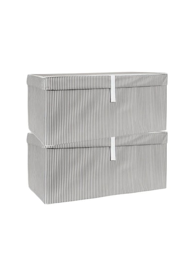 Mega Plus Kutu Hurç, Yorgan Yastık Çarşaf Dolapiçi Düzenleyici Mukavva Destekli 70x40cm 2 Adet Gri Gri - Beyaz