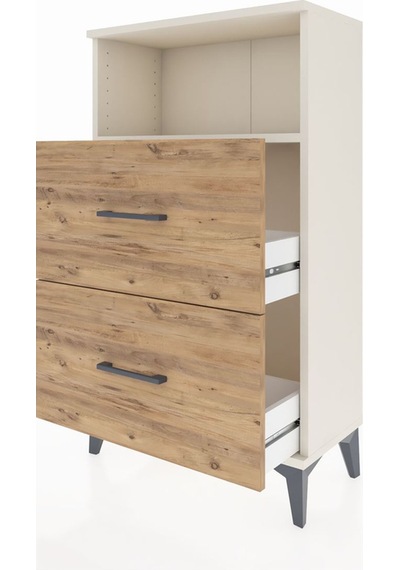 Arges Komodin Tek Raflı 2 Çekmeceli 60x30x106 Aytaşı-çam Aytaşı
