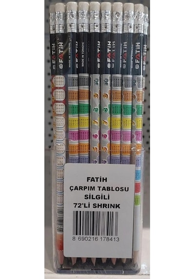 Fatih Kurşun Kalem Çarpım Tablosu Silgili Kurşun Kalem 72 Adet Kurşun Kalem