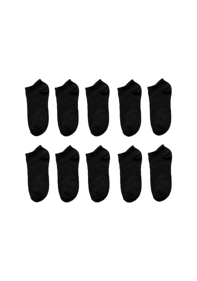 Nacar Store Kadın 10 Lu Paket Siyah Düz Patik Çorap