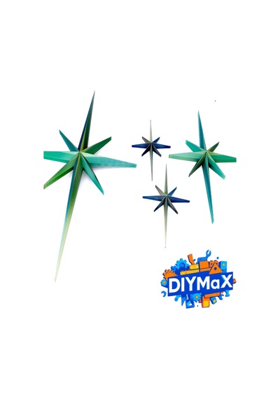 Yıldız Duvar Dekoru 4'lü Set Mid-century Modern Starburst Dekoratif Duvar Süsü - Sari Sarı