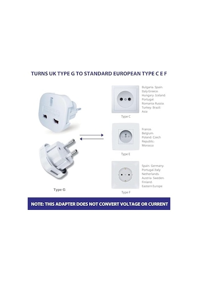 Ab Ye Seyahat Adaptörü Uk G Tip 3 Pin Den Avrupa E F Tipi 2 Pin Priz Dönüştürücü Güvenlik Kilitli 240v 10a 16a Diğer