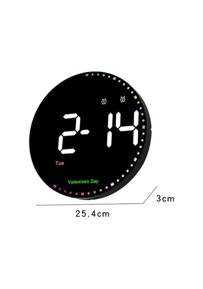Hpy Pazar 10" Led Yuvarlak Dijital Duvar Saati Kumandalı Çok Renkli