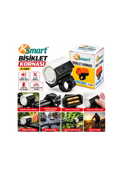 Bisiklet Kornası - Zil 2xaa Pilli Güçlü - Yüksek Ses K-1206 5468 Çok Renkli