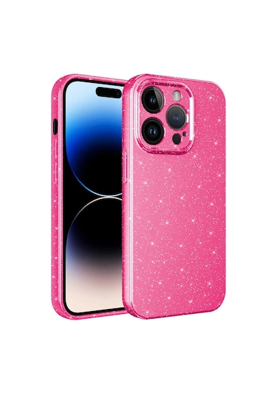 Zeyline Apple Uyumlu iPhone 14 Pro Max Kamera Korumalı Simli Lüks Zore Koton Kapak-pembe Koyu