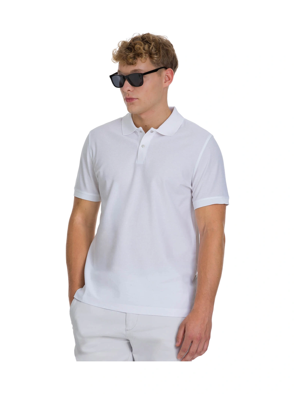 Hatemoğlu Beyaz Regular Fit 100% Pamuk Polo Yaka Merserize Tişört 34773 350501