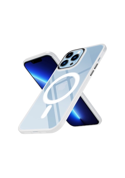 Apple iPhone Uyumlu 12 Pro Max Kılıf Magsafe Şeffaf Arka Yüz Kamera Yükseltili Silikon Pazarplus Mavi