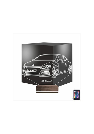 Luvivia Araba Volkswagen Scirocco Kişiye Özel 3d Lamba - Masa Gece Lambası Şeffaf