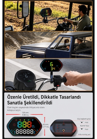 Ally Hud G25 Obd2 + Gps Head Up Display Hud, Dijital Hız Göstergesi - Motosiklet İle Uyumlu