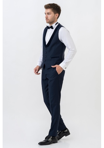 White Stone Amsterdam D0115 Slim Fit 6 Drop Şal Yaka Damatlık Takım Elbise K.Laci - 48 Koyu Lacivert