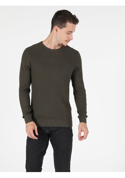 Colin's Slim Fit Bisiklet Yaka Erkek Haki Kazak CL1051605_Q1.V2_KHA