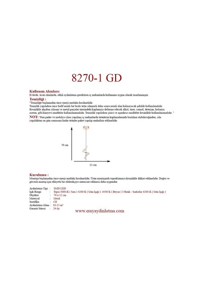 Eray Aydınlatma 8270 Gold Led Avize Sarı