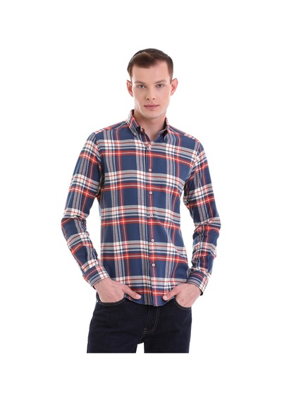 Hatemoğlu Lacivert Slim Fit Kareli 100% Pamuklu Düğmeli Yaka Uzun Kollu Kl Lacivert Hatemoğlu Lacivert Slim Fit Kareli 100% Pamuklu Düğmeli Yaka Uzun Kollu Kl Lacivert
