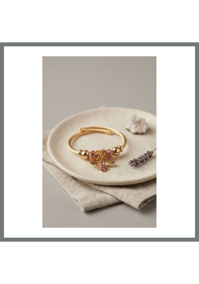 Bezos Pembe Arı Model Gold Renk Charm Bileklik Mmbz