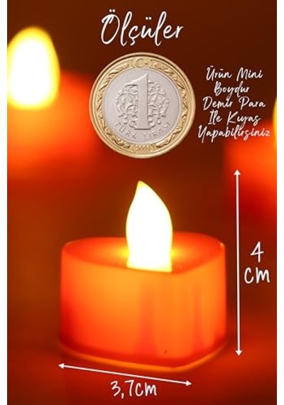 8 Adet Mini Led Mum Seti Pilli Dumansız Alevli Ledli Dekoratif Yapay Mum Dekor Işığı 8 Adet Kalp Kırmızı 4 Cm 10c