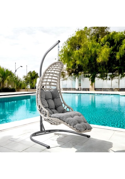 Capri Swing Bodrum Tekli Rattan Bahçe Salıncağı Balkon Salıncağı Cappuccino