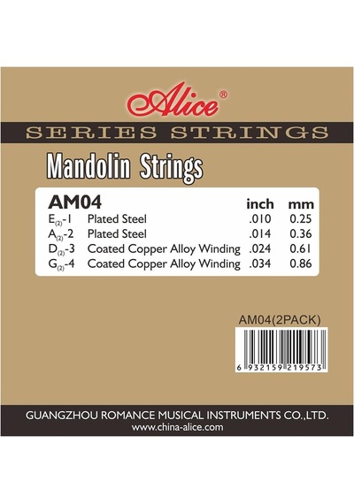 Alice 4 Telli Mandolin Teli, 010 034 Bakır Alaşımlı Sargı Pas Önleyici Kaplamalı Uzatılmış İp Ömrü